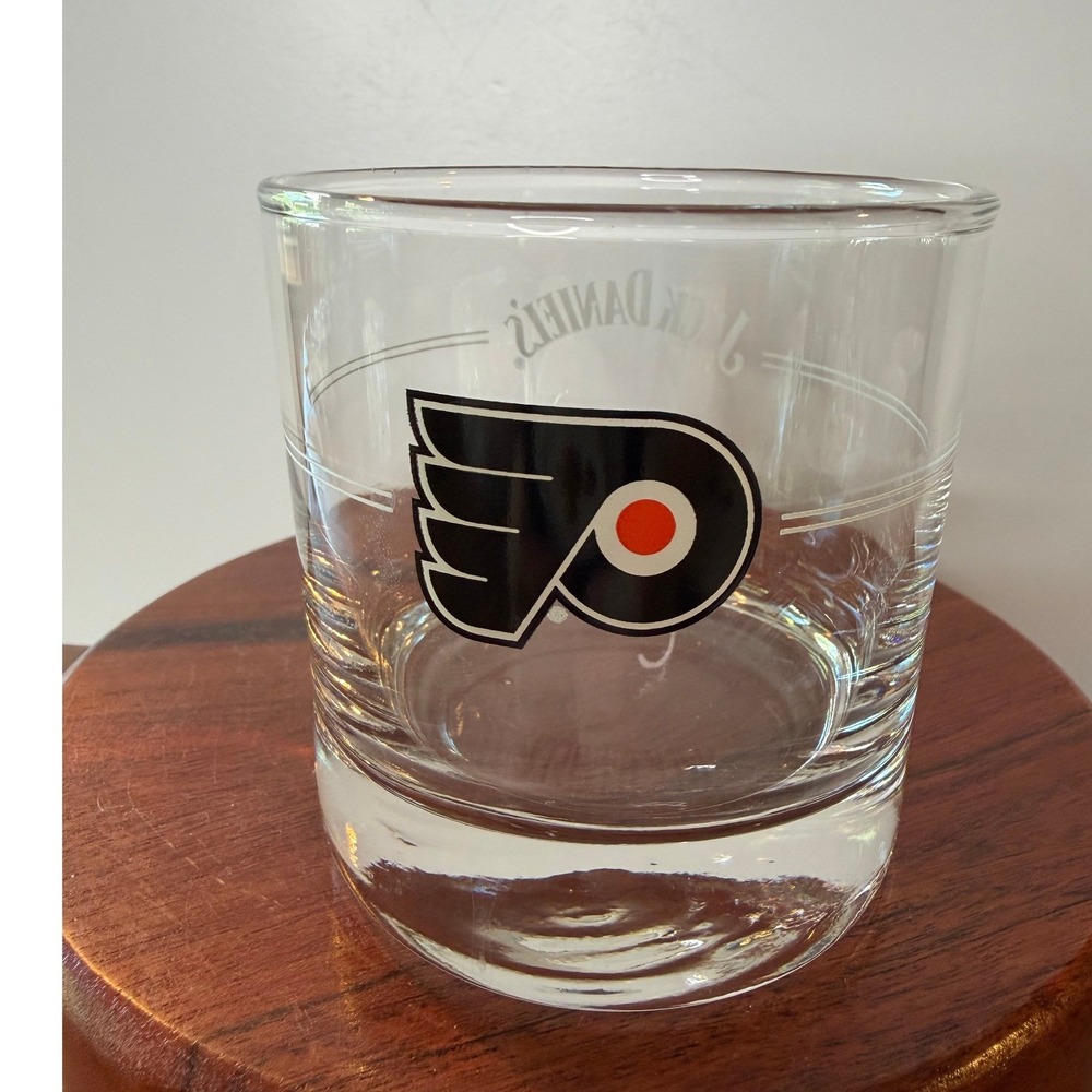 Philadelphia Flyers Jack Daniels Whiskey Rocks Glass NHL Barware